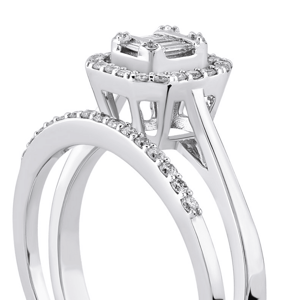 İkili Yarım Tur Baget Pırlanta Yüzük - ROY Diamond