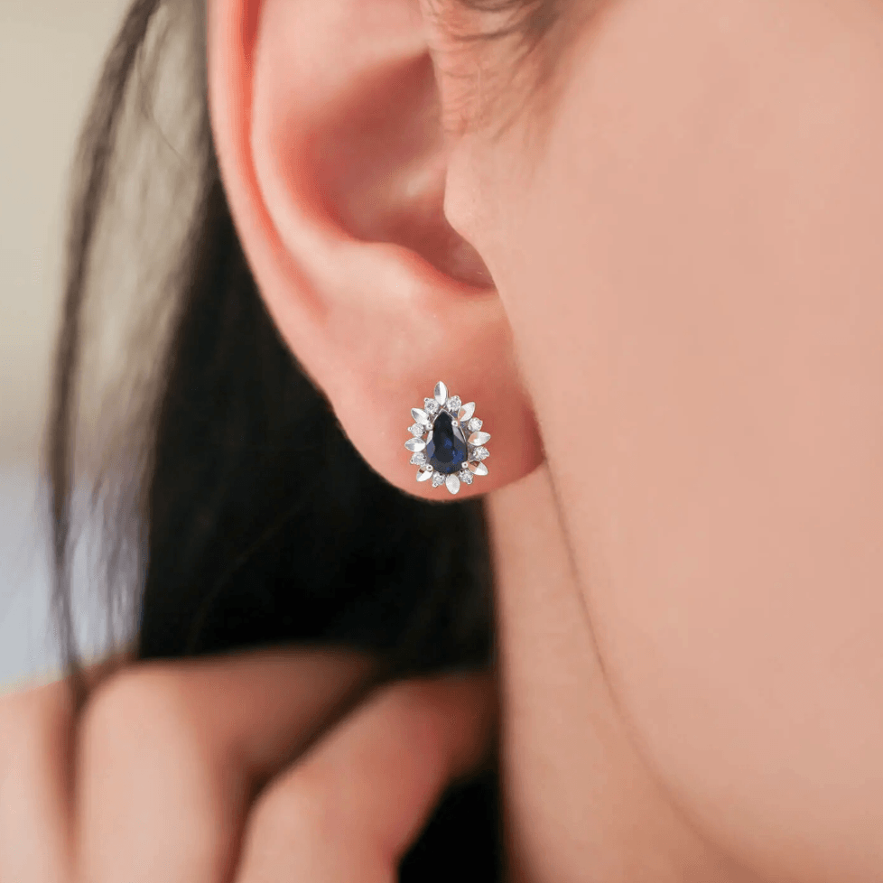 Tasarım Damla Safir Küpe - ROY Diamond